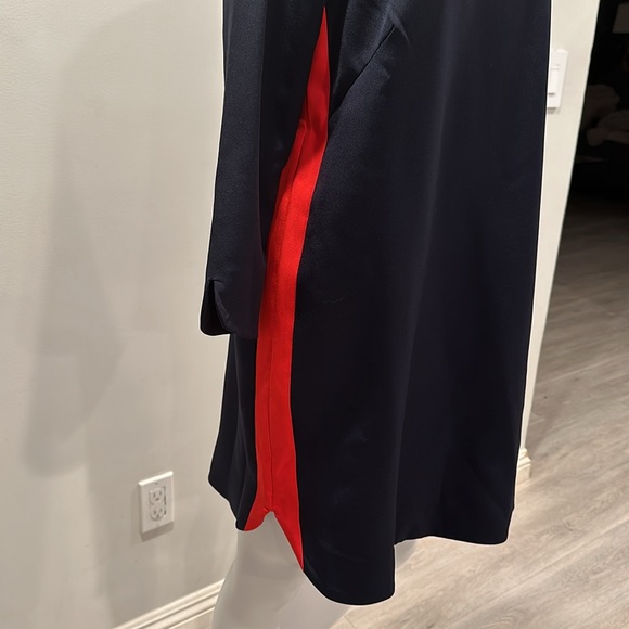 H&M 3/4 Sleeve Navy & Red Color Block Midi Dress - Picture 4 of 6